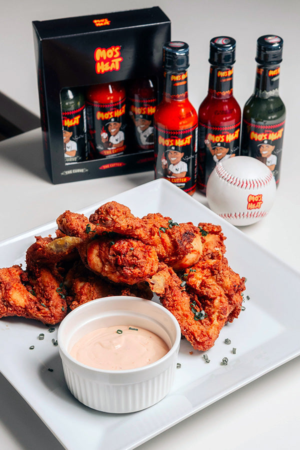 Mo's Heat Sauces with extra crispy fried chicken